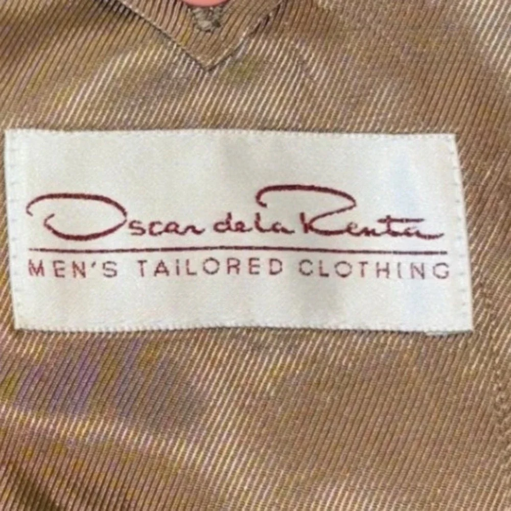Oscar de la Renta | Mens 46L | 100% Wool Houndstooth‎ Blazer | Brown | FLAW